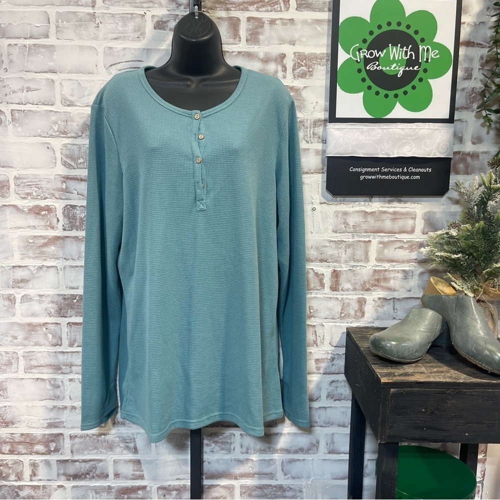Michelle Mae Long Sleeve Henley Shirt 1XL